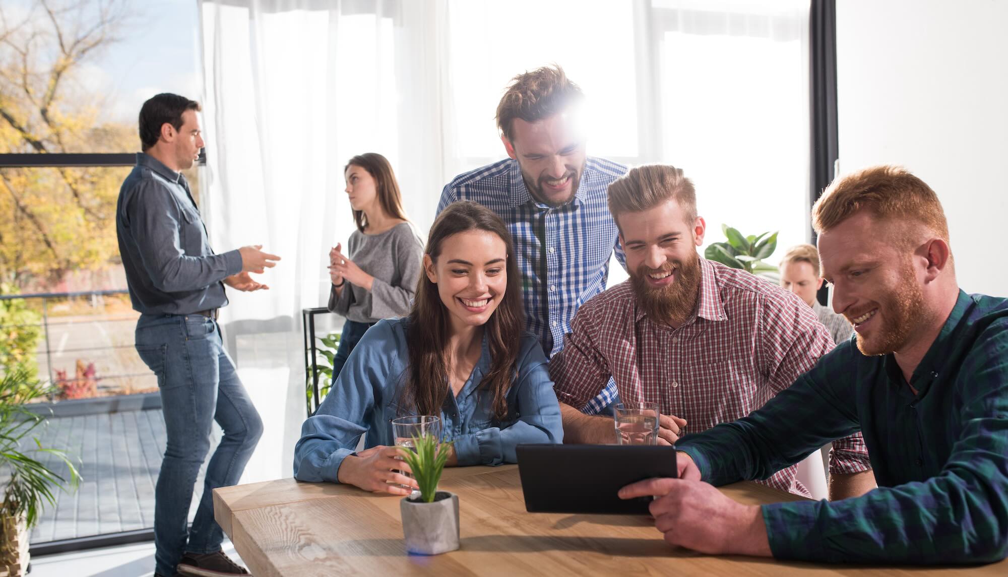 Businessperson in a modern office connected on internet network. concept of partnership and teamwork