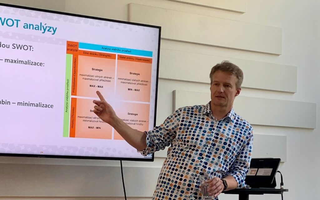 SWOT analýza se strategií Max-Max pro výběr klíčových faktorů úspěchu firmy – silné stránky, slabé stránky, příležitosti a hrozby