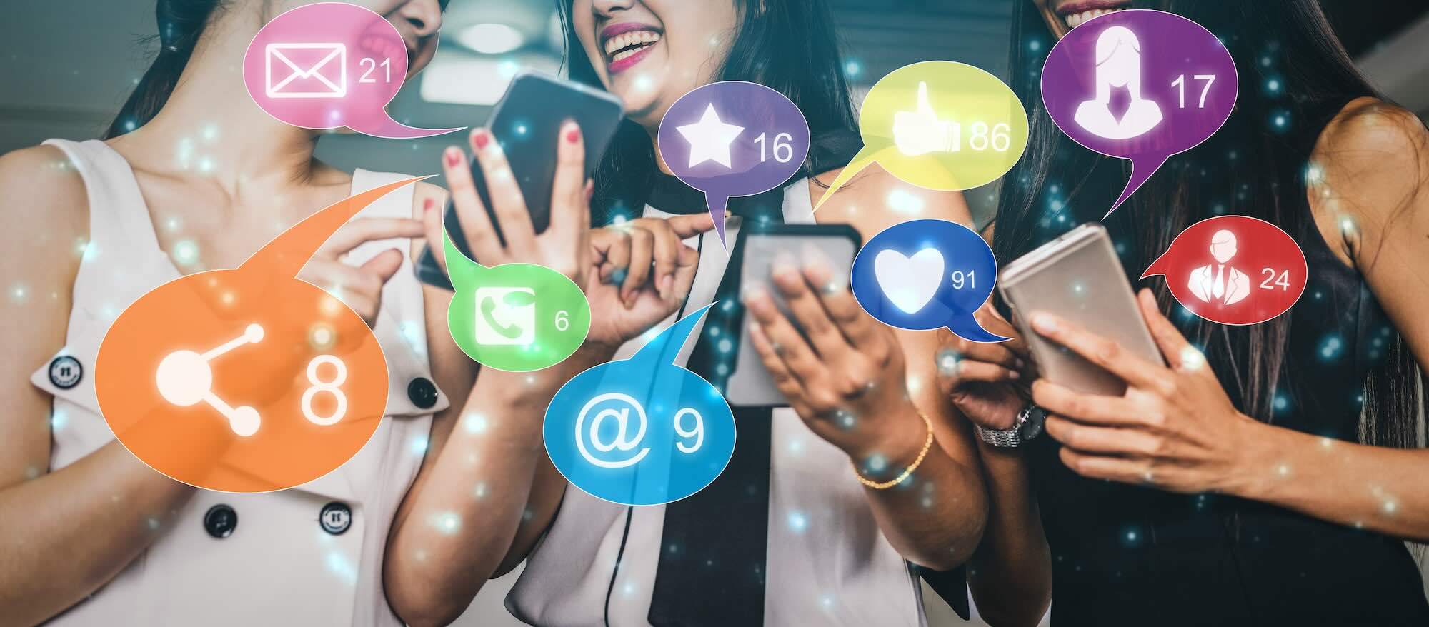 Social media and young people network concept. Modern graphic interface showing online social connection network and media channels to engage customer interaction in the digital business.