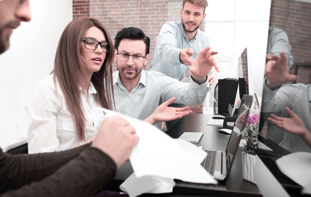 frustrated business team discussing financial problems.business concept
