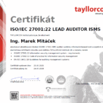 Certifikát Ing. Marek Mitáček ISO/IEC